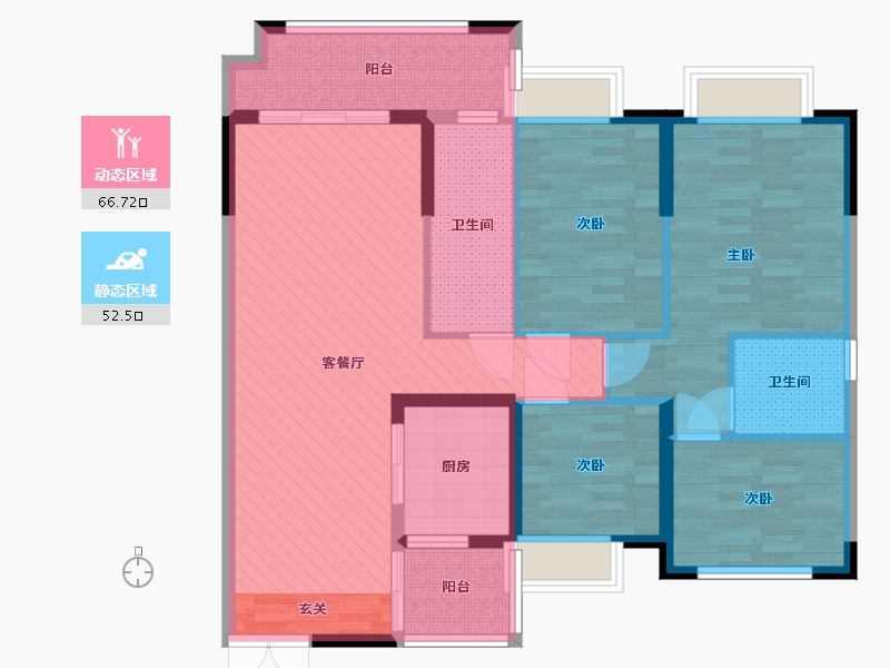 广东省-湛江市-皇冠城-105.04-户型库-动静分区