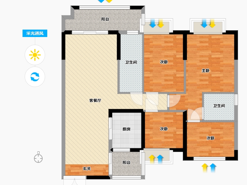 广东省-湛江市-皇冠城-105.04-户型库-采光通风