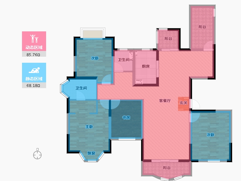 江苏省-南通市-爱法山水国际-135.38-户型库-动静分区