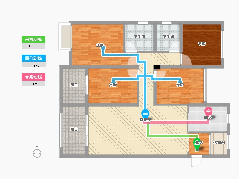 浙江省-金华市-胡海城市花园-118.58-户型库-动静线