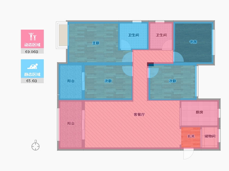 浙江省-金华市-胡海城市花园-118.58-户型库-动静分区