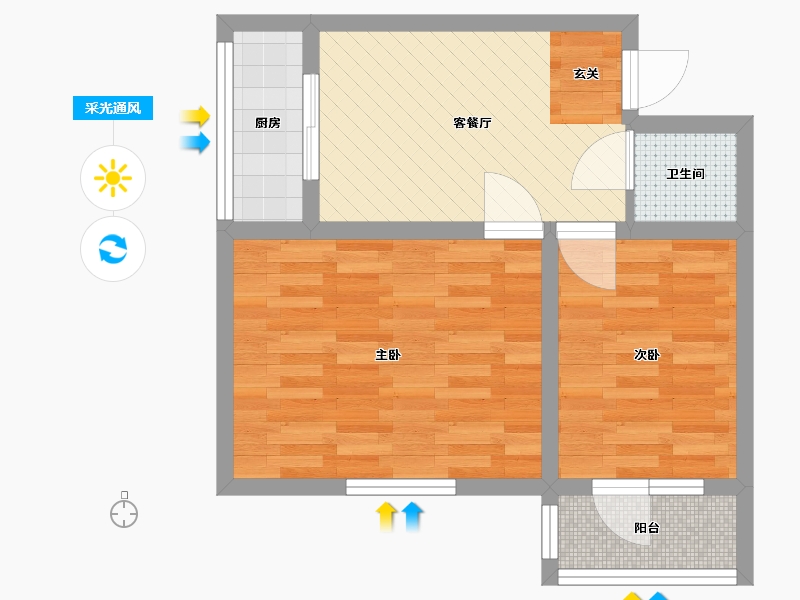 天津-天津市-华荫东里-44.80-户型库-采光通风