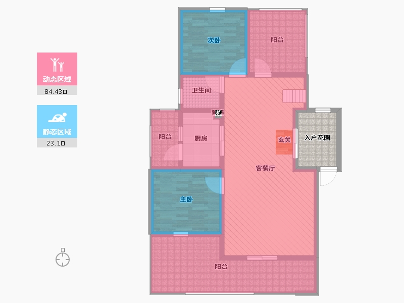 四川省-南充市-嘉洲玫瑰-100.43-户型库-动静分区