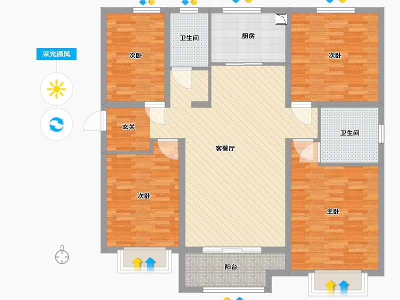 山东省-济宁市-皇营东郡-114.00-户型库-采光通风