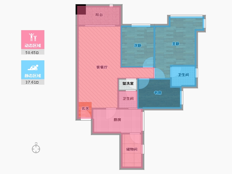 四川省-成都市-中信城左岸-79.79-户型库-动静分区