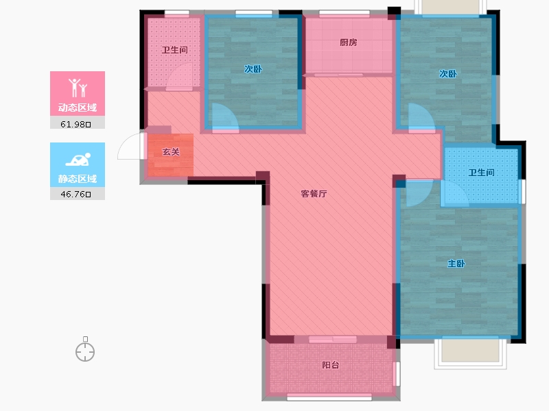 河南省-南阳市-先锋橡树湾-95.60-户型库-动静分区