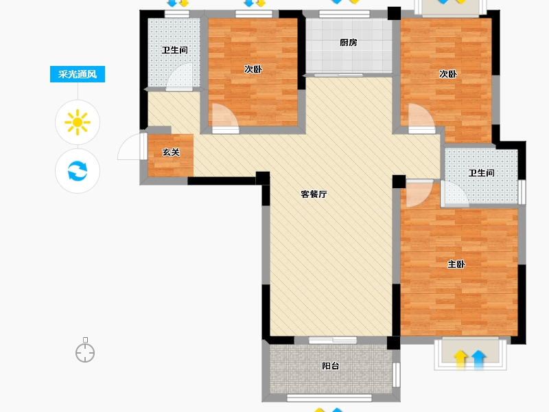 河南省-南阳市-先锋橡树湾-95.60-户型库-采光通风