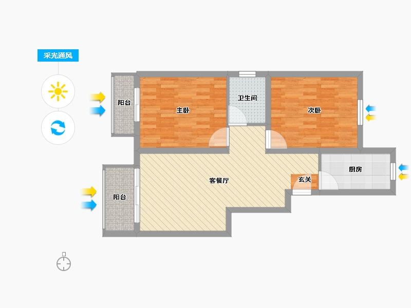 河北省-保定市-鹏润美林苑-66.32-户型库-采光通风