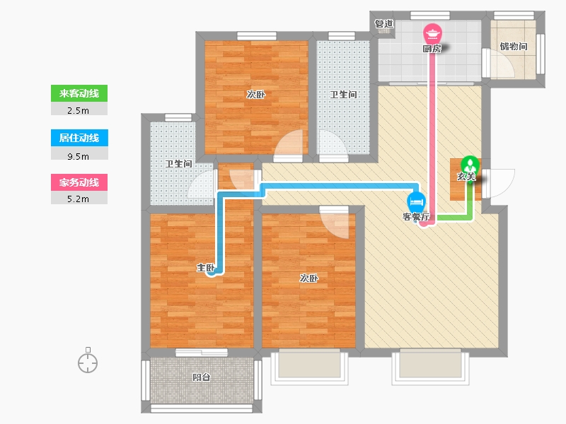 陕西省-咸阳市-通福国际广场-87.86-户型库-动静线