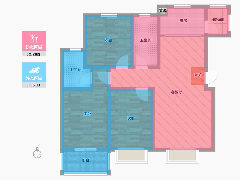 陕西省-咸阳市-通福国际广场-87.86-户型库-动静分区