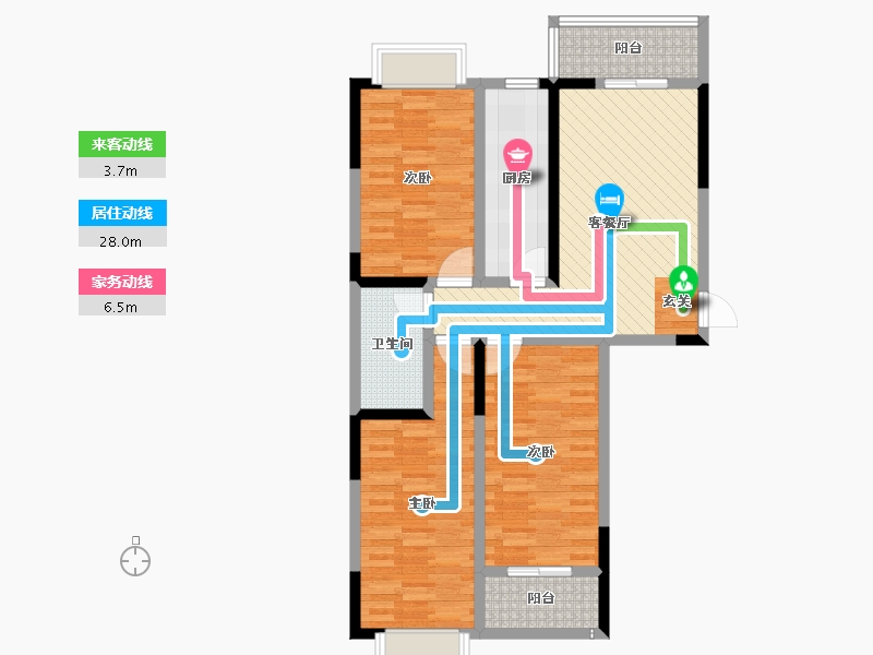 陕西省-咸阳市-枫景苑-86.04-户型库-动静线