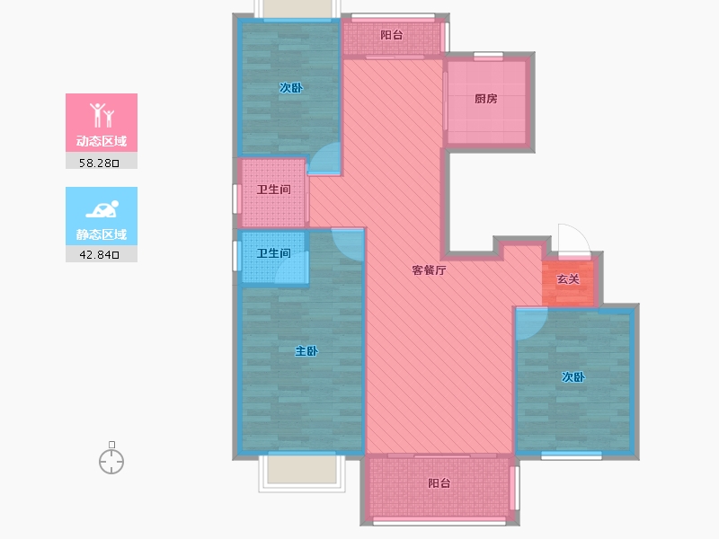 上海-上海市-国亭花苑四期-90.68-户型库-动静分区