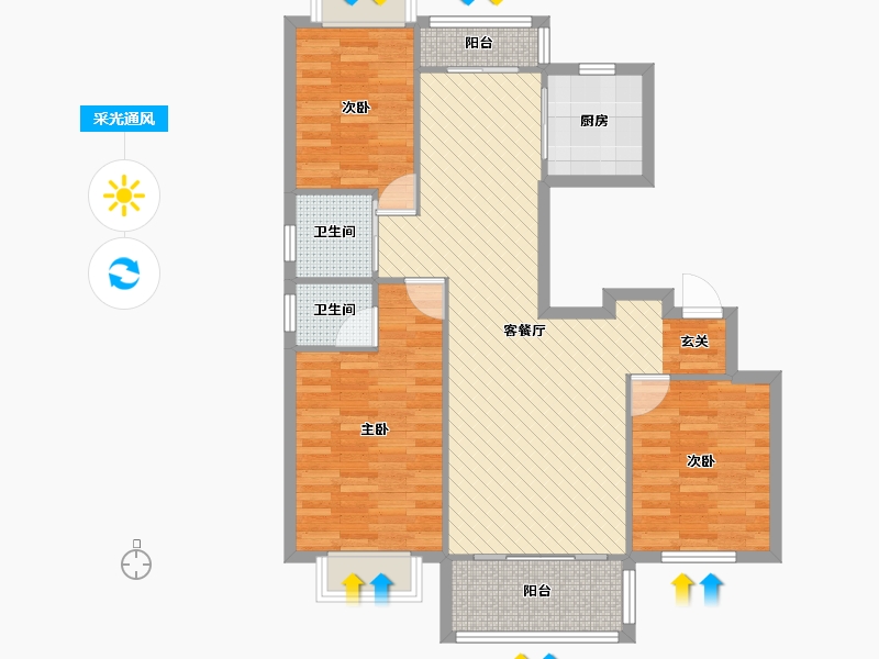 上海-上海市-国亭花苑四期-90.68-户型库-采光通风