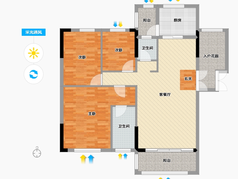 湖南省-郴州市-御溪湖畔-103.29-户型库-采光通风