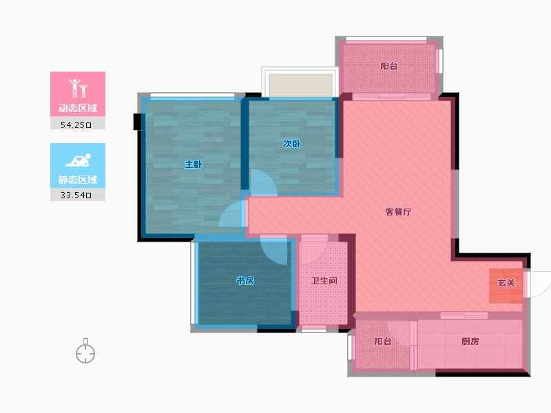 重庆-重庆市-财信时光里-75.43-户型库-动静分区