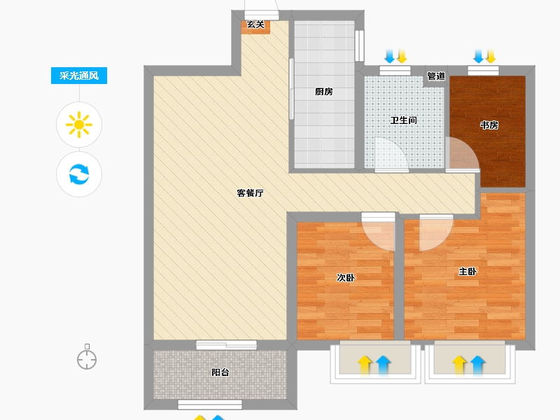 安徽省-合肥市-吉徽苑-66.00-户型库-采光通风