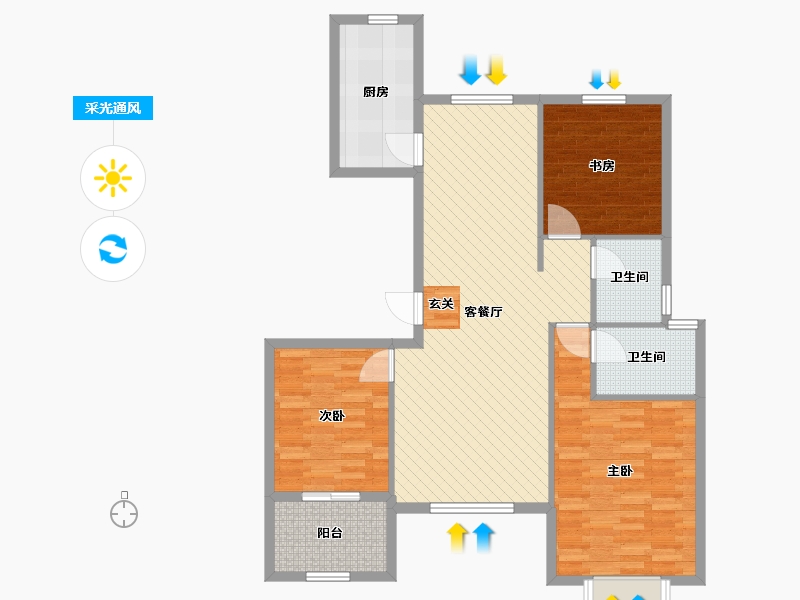 山东省-聊城市-新华紫御欣城-101.25-户型库-采光通风