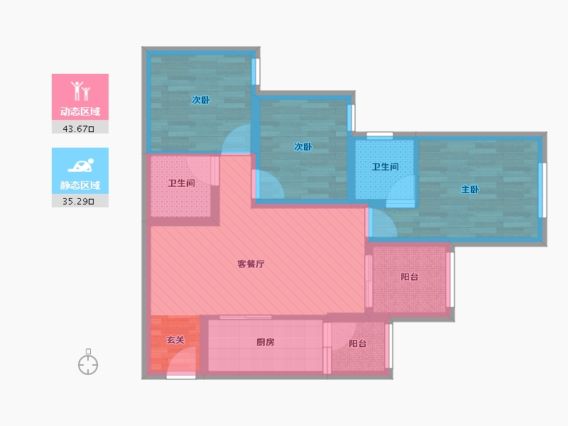 重庆-重庆市-保利观塘-67.36-户型库-动静分区