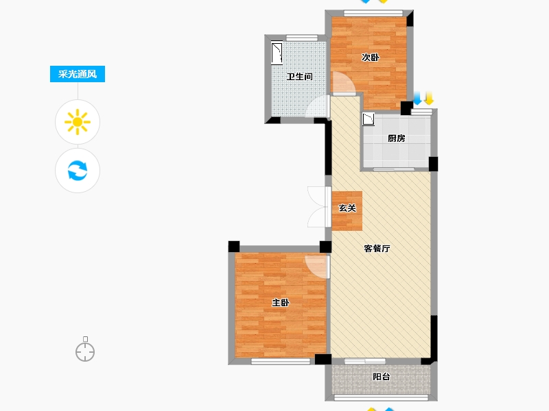 江苏省-南京市-德清-66.51-户型库-采光通风