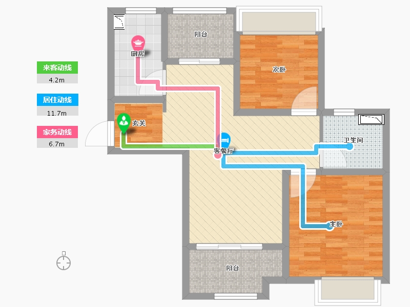 浙江省-嘉兴市-海顿公馆-70.40-户型库-动静线