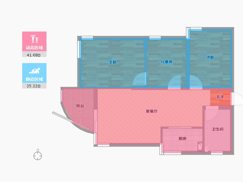 浙江省-金华市-金城嘉园-68.01-户型库-动静分区