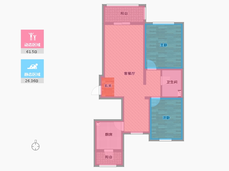 北京-北京市-松鹤温泉新村-76.20-户型库-动静分区