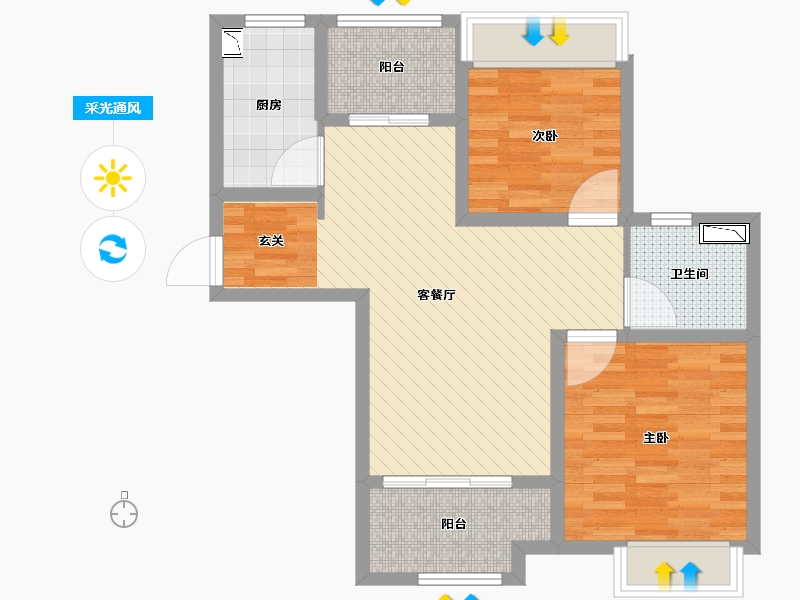 浙江省-嘉兴市-海顿公馆-70.40-户型库-采光通风