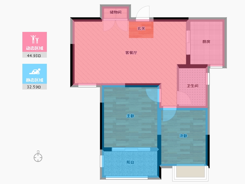 江苏省-淮安市-世纪华庭-67.57-户型库-动静分区