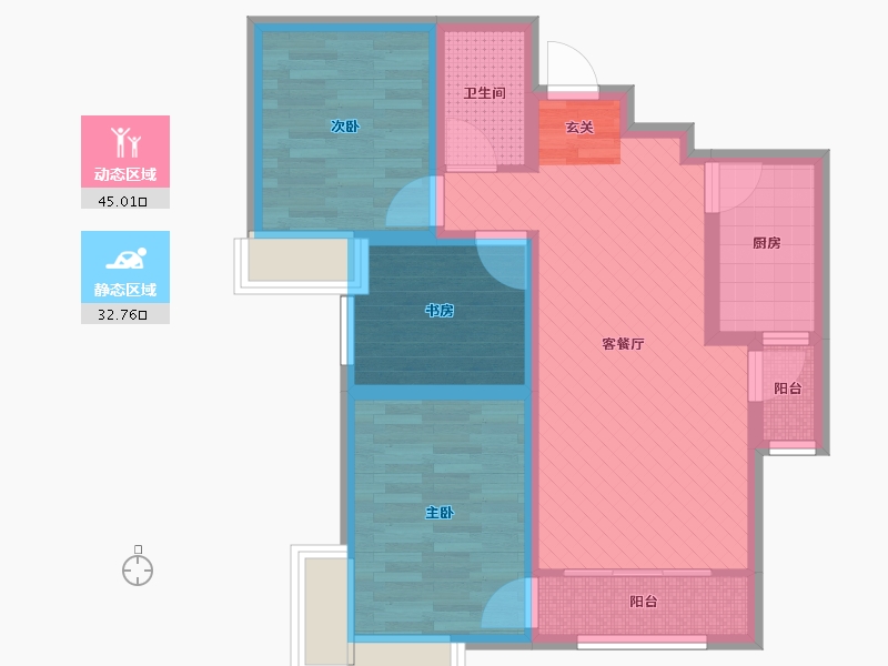 甘肃省-定西市-天庆金域蓝湾-66.74-户型库-动静分区