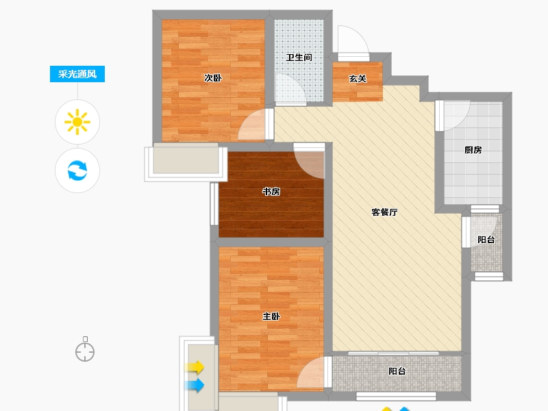 甘肃省-定西市-天庆金域蓝湾-66.74-户型库-采光通风