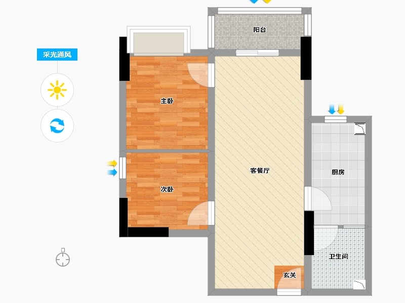 广东省-广州市-富力新居-60.00-户型库-采光通风