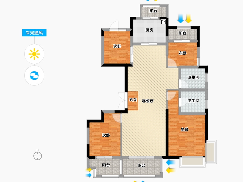 浙江省-嘉兴市-新城公馆-117.04-户型库-采光通风