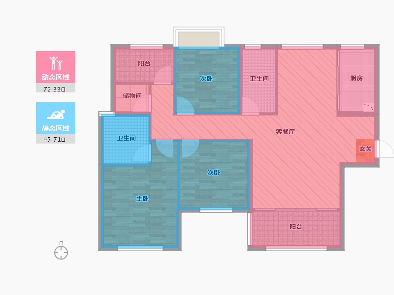 湖南省-常德市-江南景园-105.38-户型库-动静分区