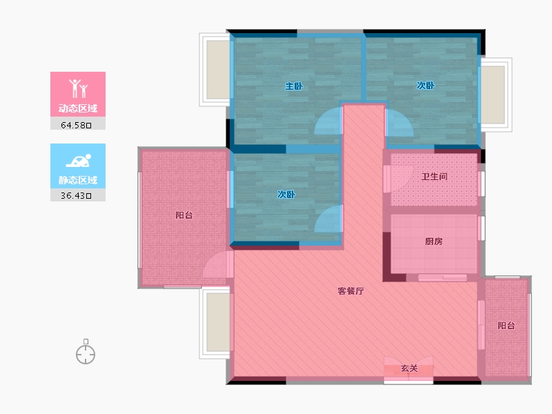 四川省-成都市-堰山和畔3期-89.08-户型库-动静分区