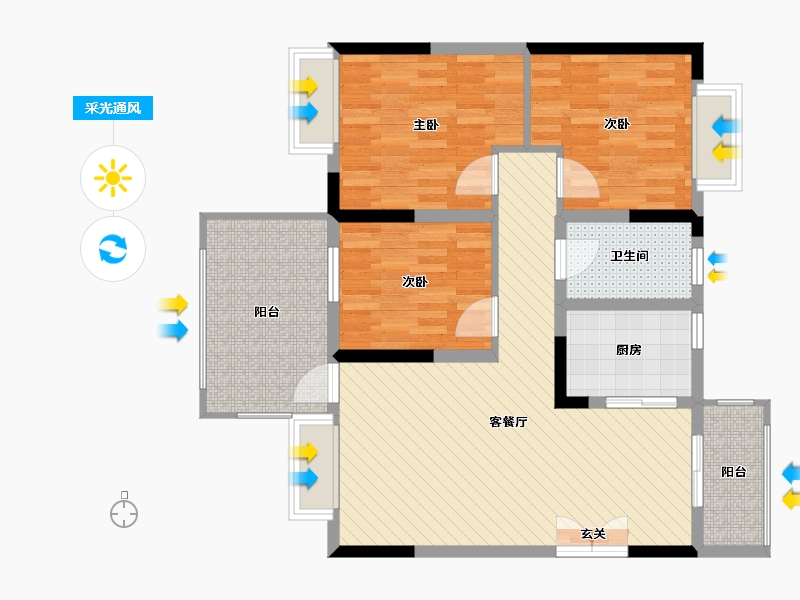 四川省-成都市-堰山和畔3期-89.08-户型库-采光通风