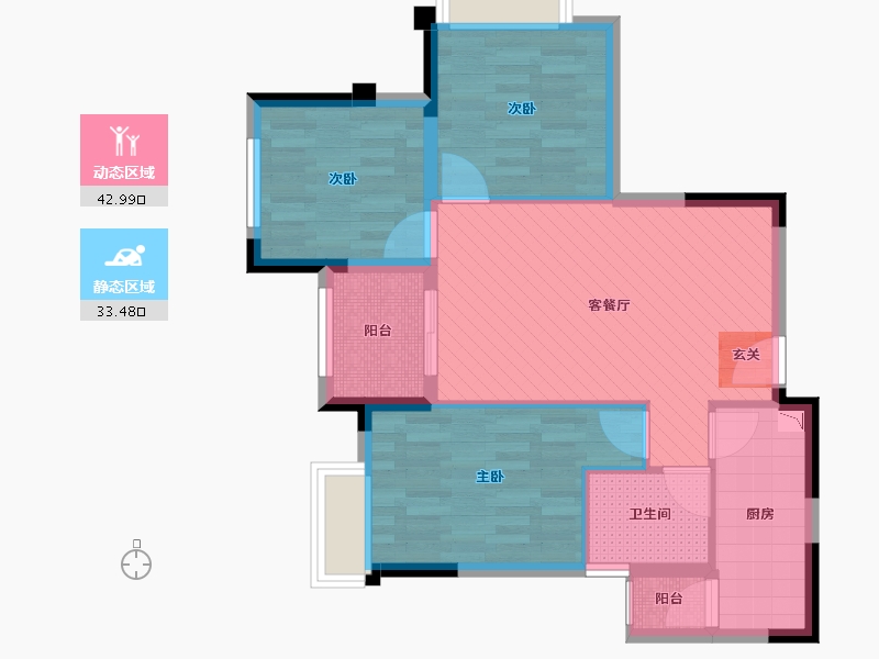 重庆-重庆市-重庆巴南万达广场-B区-67.09-户型库-动静分区