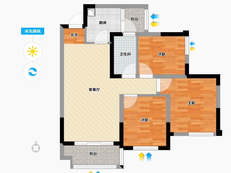 四川省-成都市-中胜世家2期-65.87-户型库-采光通风