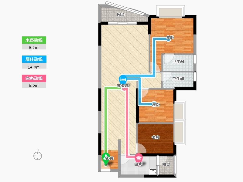 贵州省-六盘水市-中屹悦园花岸-93.79-户型库-动静线