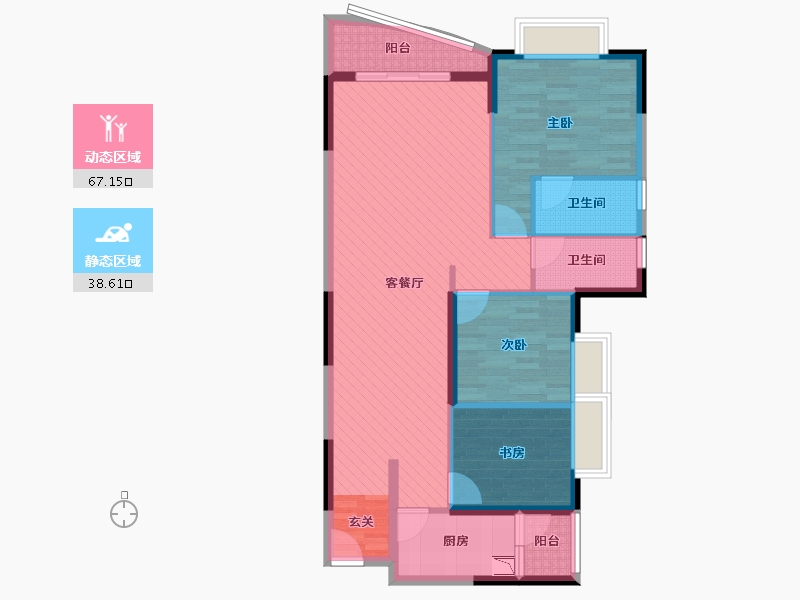 贵州省-六盘水市-中屹悦园花岸-93.79-户型库-动静分区