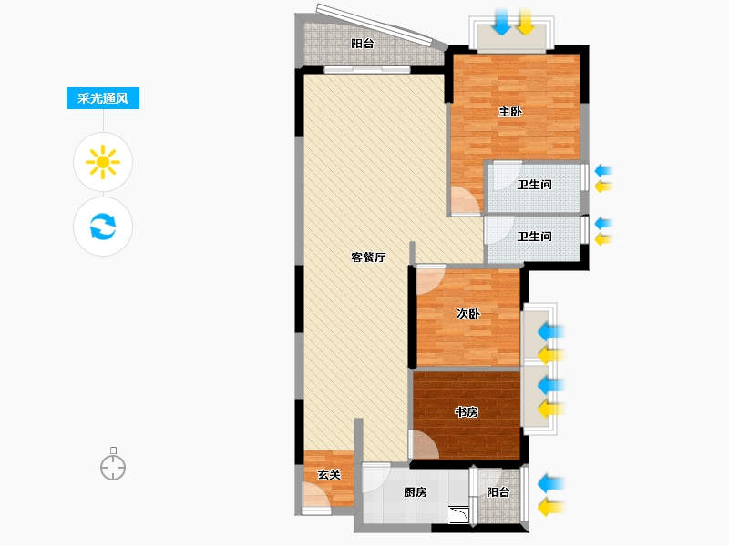 贵州省-六盘水市-中屹悦园花岸-93.79-户型库-采光通风