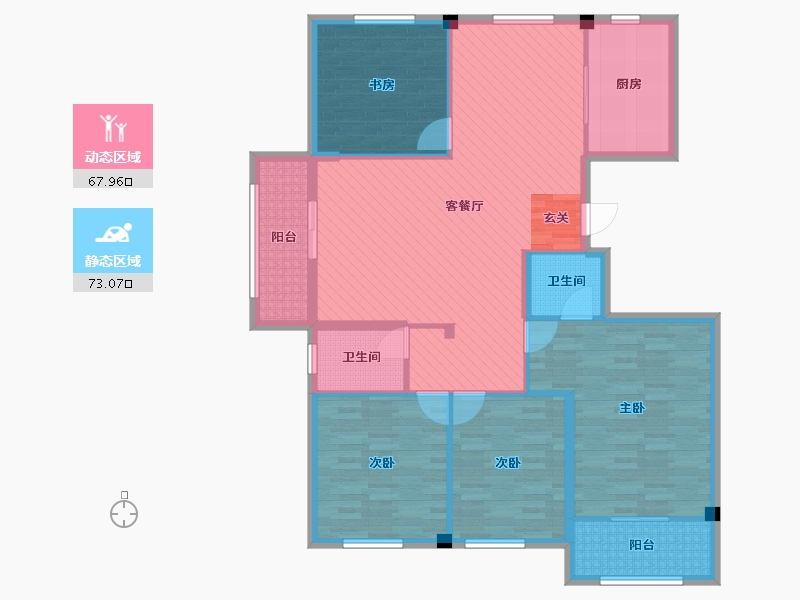 浙江省-杭州市-松溪家园-127.07-户型库-动静分区