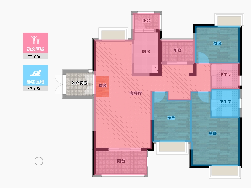 福建省-漳州市-万达中央华城-A区-105.73-户型库-动静分区