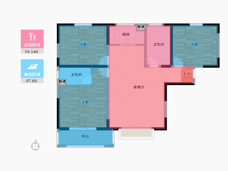 陕西省-咸阳市-恒宇家园-110.00-户型库-动静分区