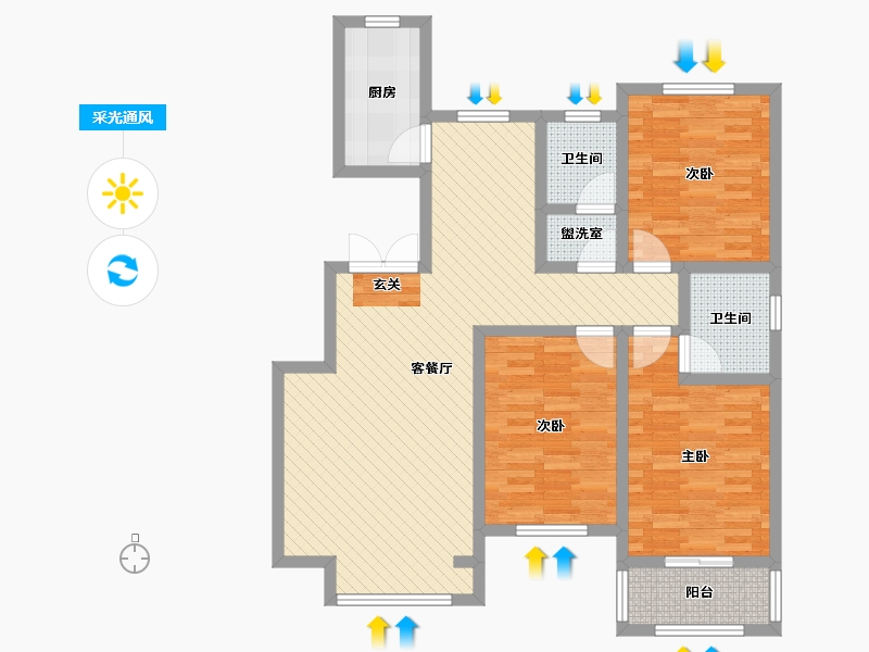 河北省-衡水市-北斗星城二区-97.60-户型库-采光通风