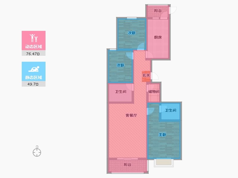 山西省-吕梁市-宏晖公寓-109.07-户型库-动静分区