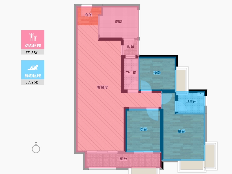 广东省-东莞市-新世纪颐龙湾二期-90.12-户型库-动静分区