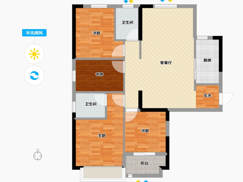 湖北省-黄冈市-邻江公馆-91.00-户型库-采光通风