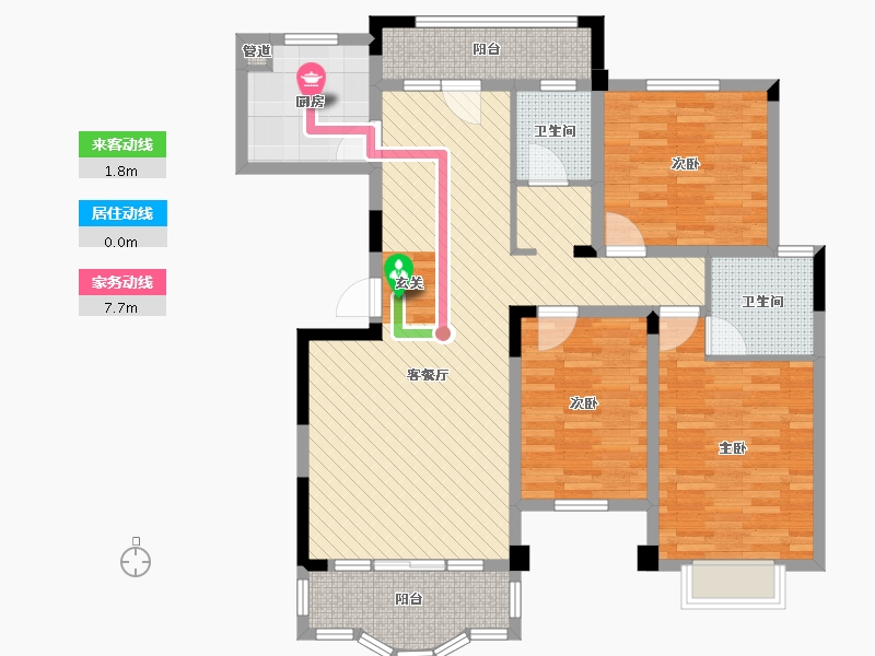 湖南省-长沙市-泰禹家园-107.21-户型库-动静线