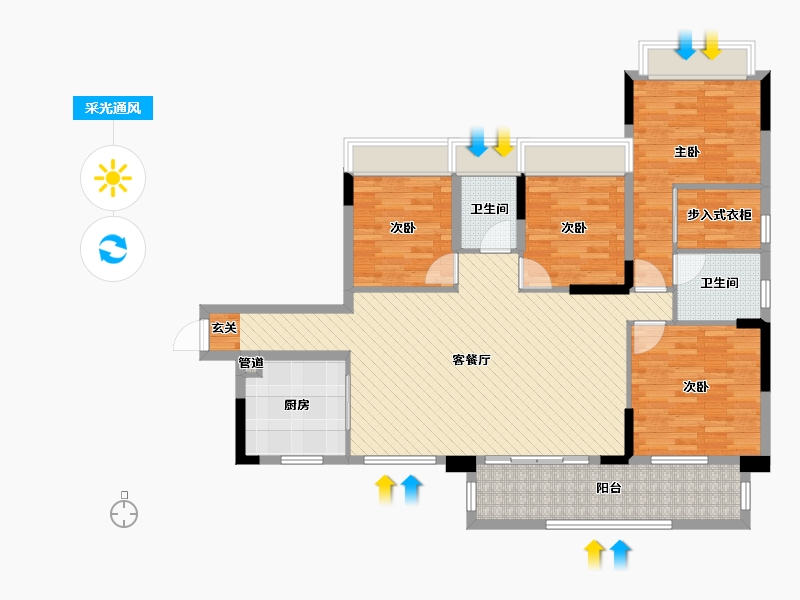 贵州省-黔南布依族苗族自治州-平越壹号-115.72-户型库-采光通风