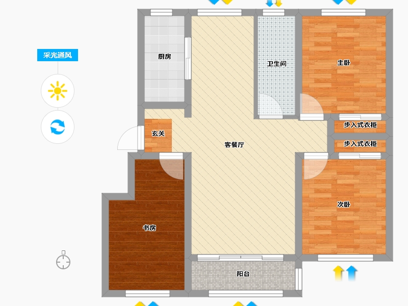 河北省-唐山市-兰庭华府-79.47-户型库-采光通风